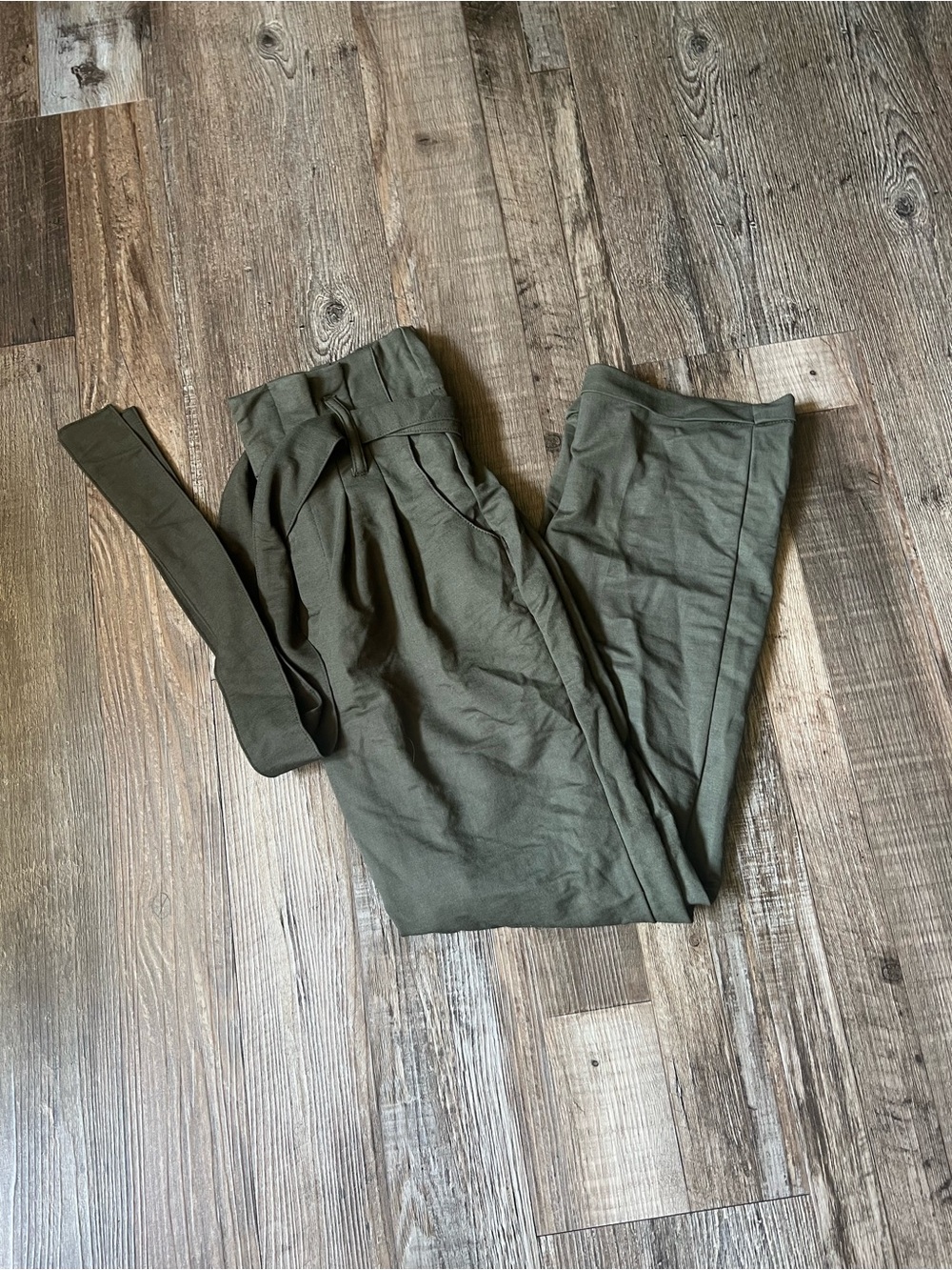 Indigo Rein Olive Green Paperbag Waist Chinos
